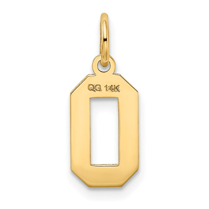 Million Charms 14K Yellow Gold Themed Small Satin Number 0 Charm