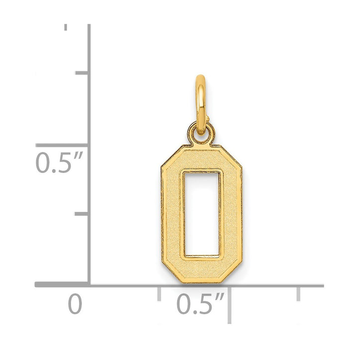 Million Charms 14K Yellow Gold Themed Small Satin Number 0 Charm