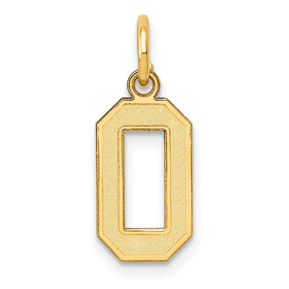 Million Charms 14K Yellow Gold Themed Small Satin Number 0 Charm