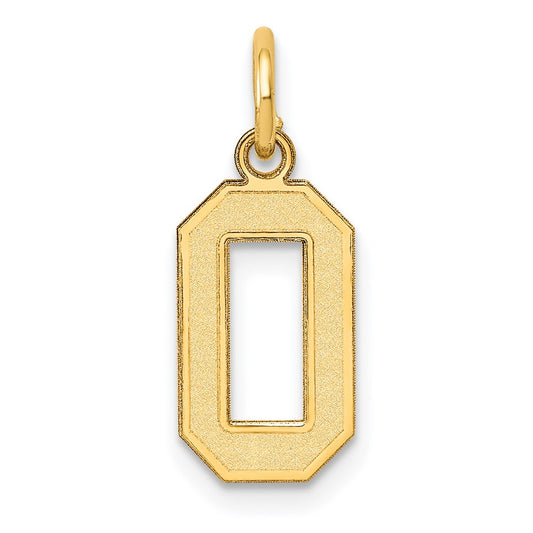 Million Charms 14K Yellow Gold Themed Small Satin Number 0 Charm