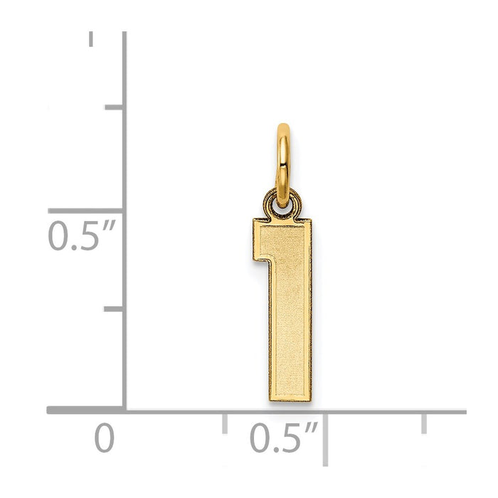 Million Charms 14K Yellow Gold Themed Small Satin Number 1 Charm