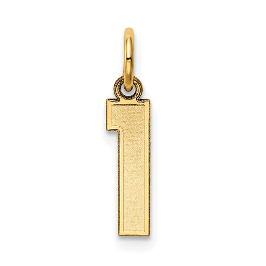 Million Charms 14K Yellow Gold Themed Small Satin Number 1 Charm