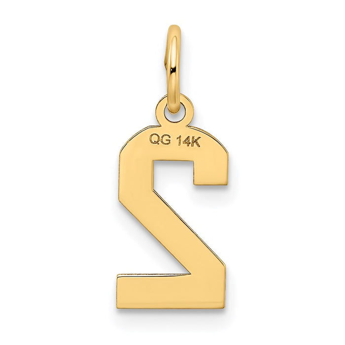 Million Charms 14K Yellow Gold Themed Small Satin Number 2 Charm