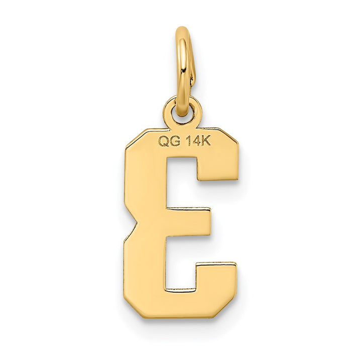 Million Charms 14K Yellow Gold Themed Small Satin Number 3 Charm