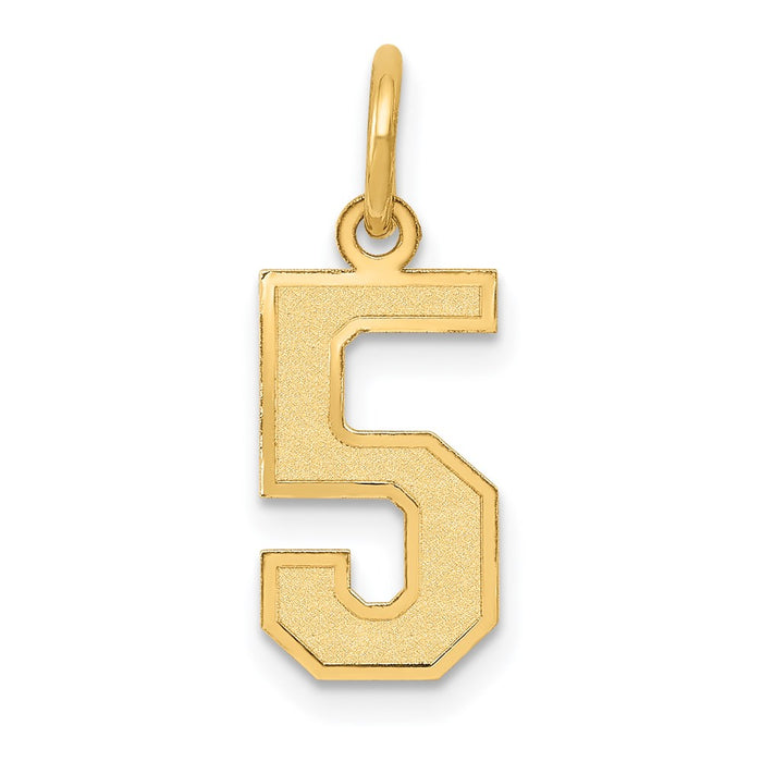 Million Charms 14K Yellow Gold Themed Small Satin Number 5 Charm
