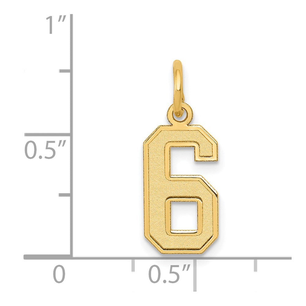 Million Charms 14K Yellow Gold Themed Small Satin Number 6 Charm