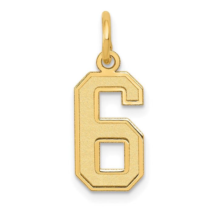 Million Charms 14K Yellow Gold Themed Small Satin Number 6 Charm