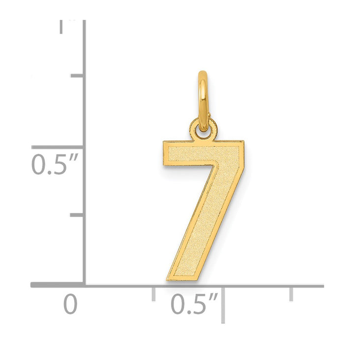 Million Charms 14K Yellow Gold Themed Small Satin Number 7 Charm