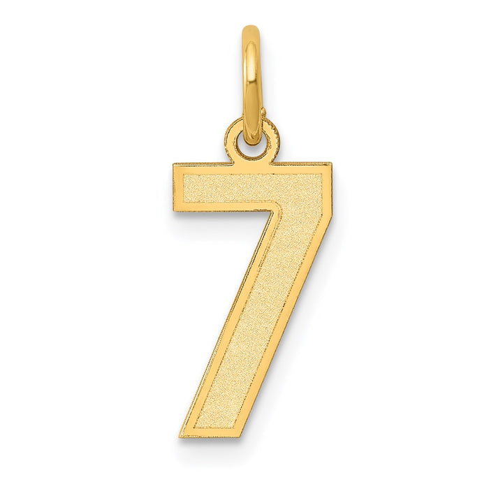 Million Charms 14K Yellow Gold Themed Small Satin Number 7 Charm
