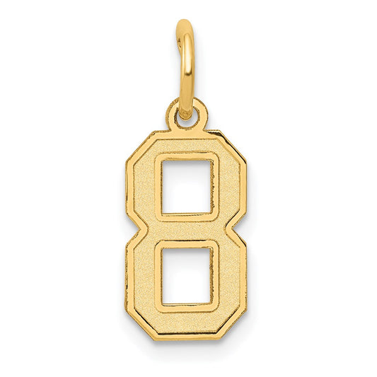 Million Charms 14K Yellow Gold Themed Small Satin Number 8 Charm
