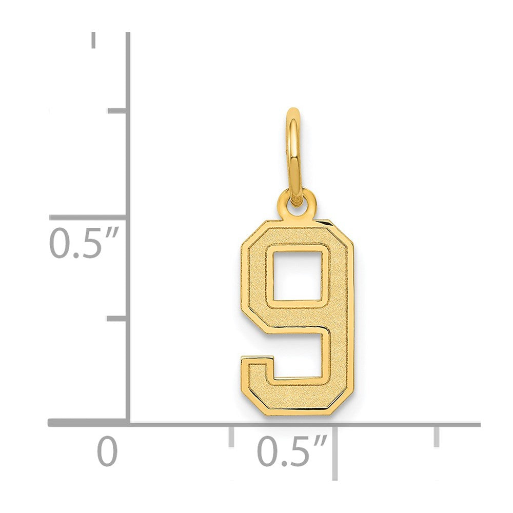 Million Charms 14K Yellow Gold Themed Small Satin Number 9 Charm