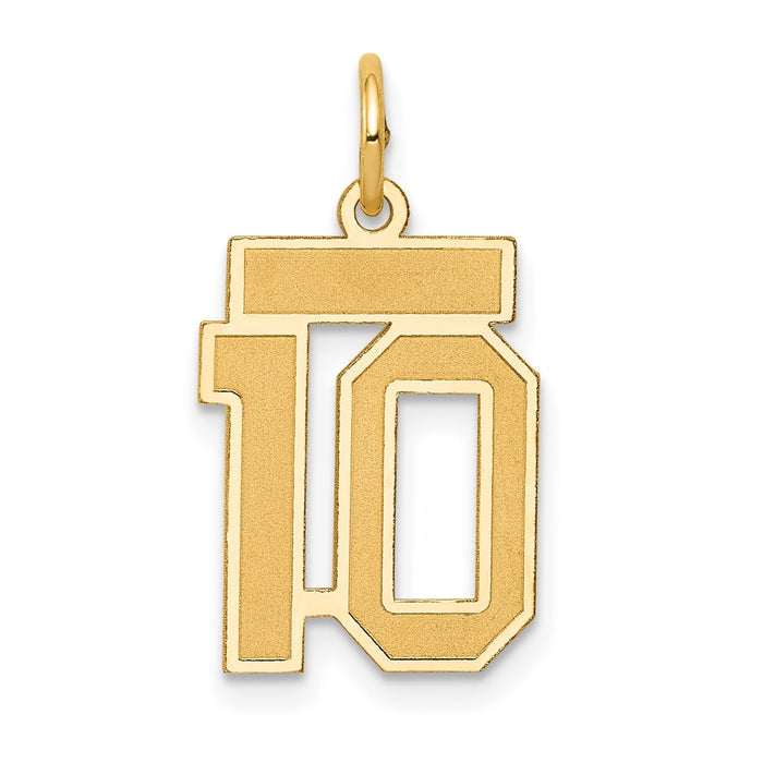 Million Charms 14K Yellow Gold Themed Small Satin Number 10 Charm