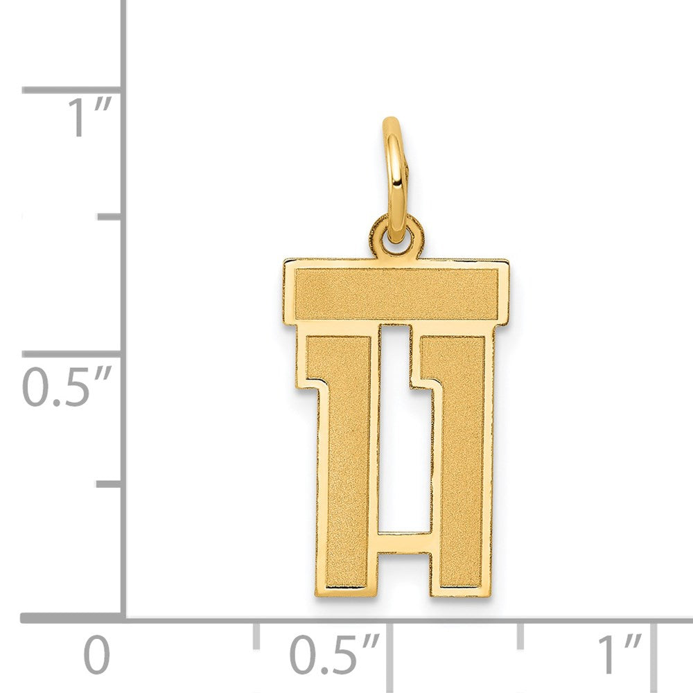 Million Charms 14K Yellow Gold Themed Small Satin Number 11 Charm