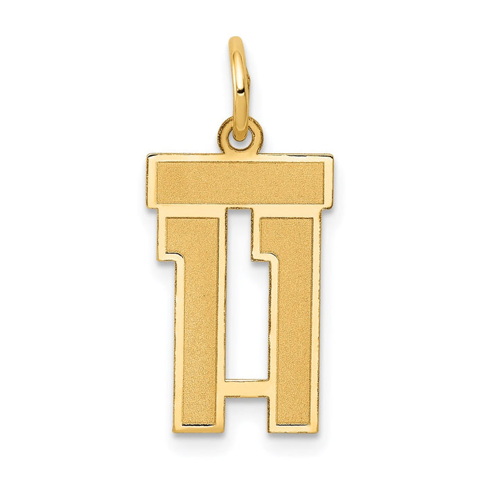 Million Charms 14K Yellow Gold Themed Small Satin Number 11 Charm