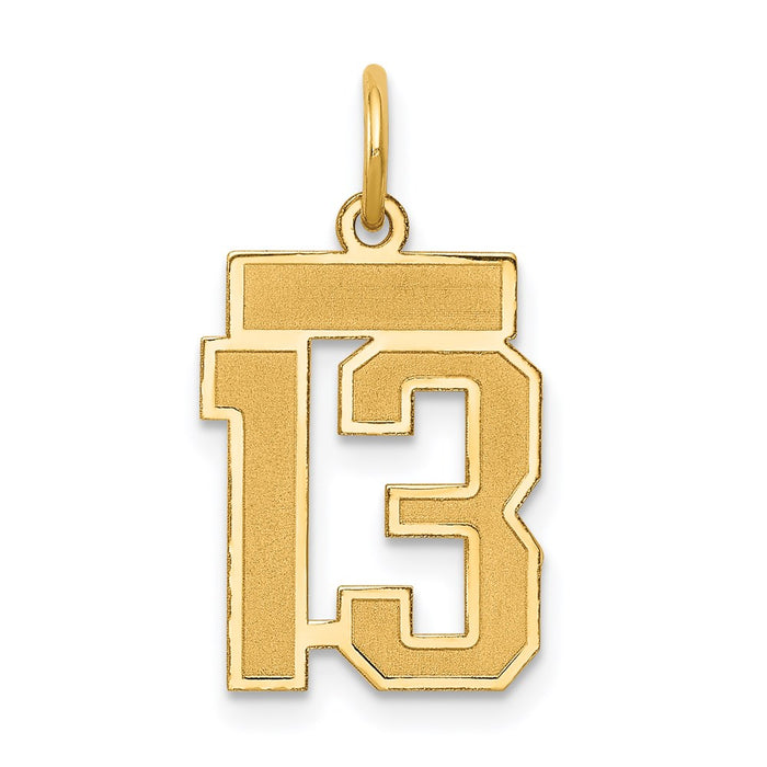 Million Charms 14K Yellow Gold Themed Small Satin Number 13 Charm