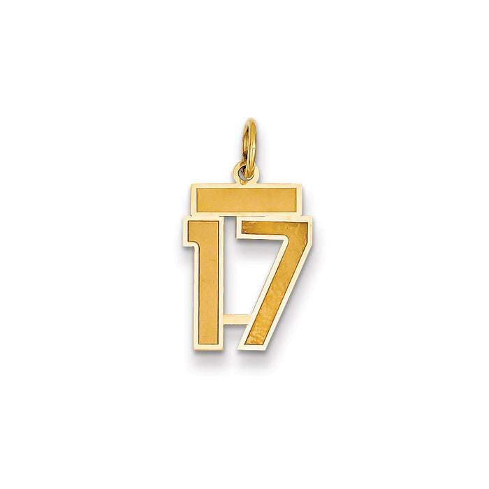 Million Charms 14K Yellow Gold Themed Small Satin Number 17 Charm