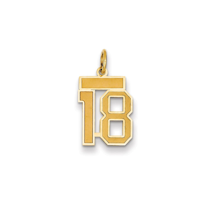 Million Charms 14K Yellow Gold Themed Small Satin Number 18 Charm