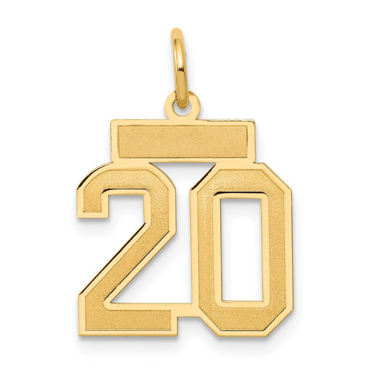 Million Charms 14K Yellow Gold Themed Small Satin Number 20 Charm