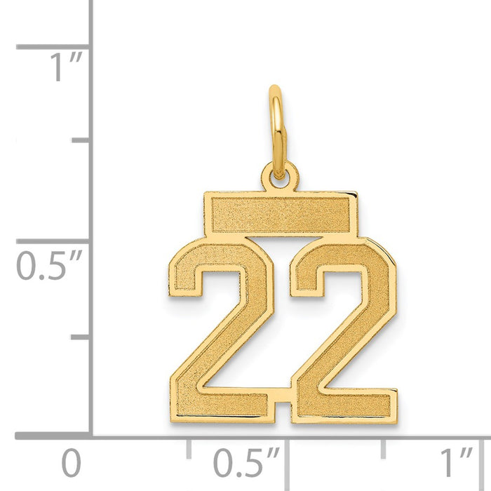 Million Charms 14K Yellow Gold Themed Small Satin Number 22 Charm