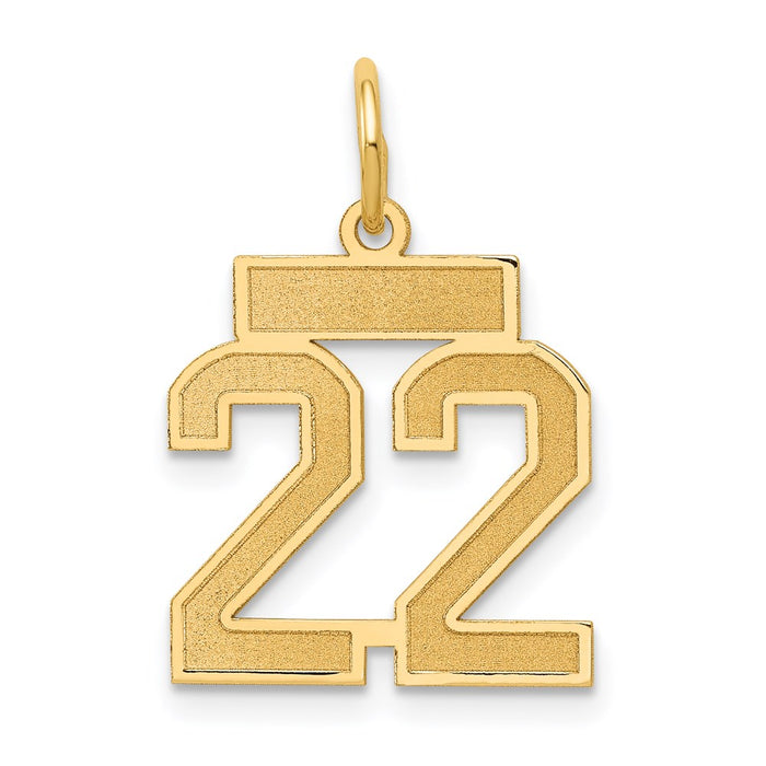 Million Charms 14K Yellow Gold Themed Small Satin Number 22 Charm