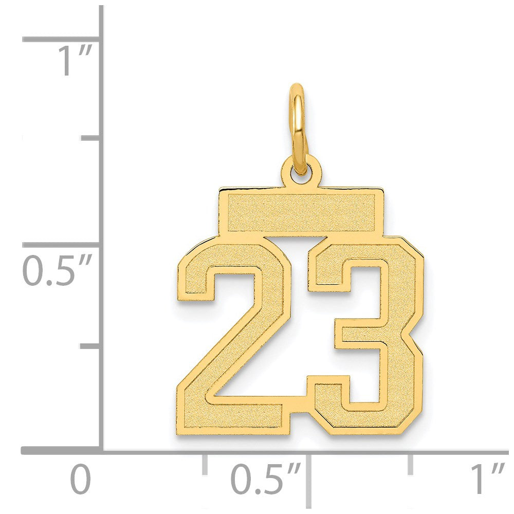 Million Charms 14K Yellow Gold Themed Small Satin Number 23 Charm