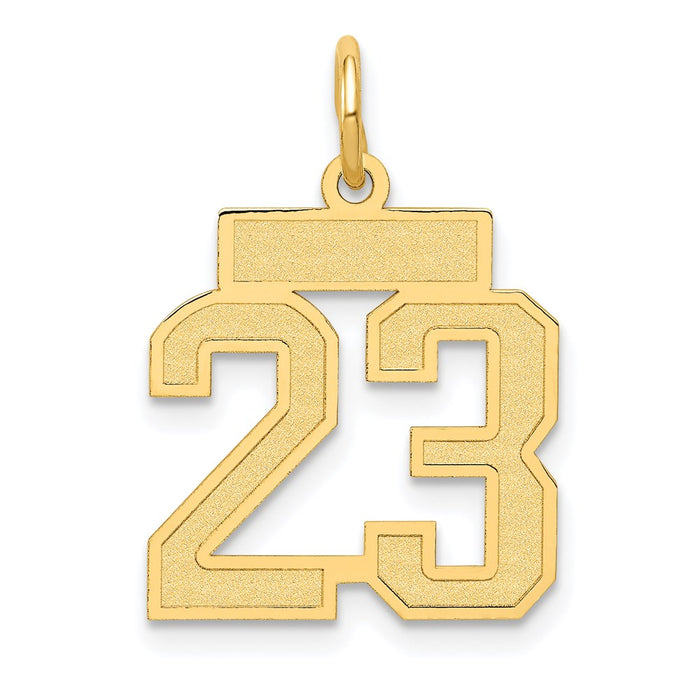 Million Charms 14K Yellow Gold Themed Small Satin Number 23 Charm