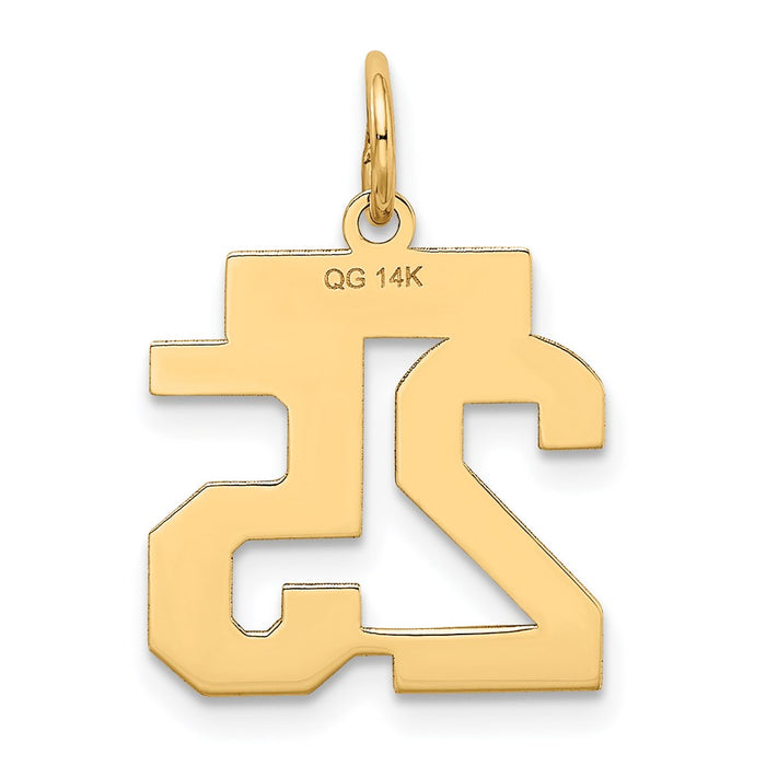 Million Charms 14K Yellow Gold Themed Small Satin Number 25 Charm
