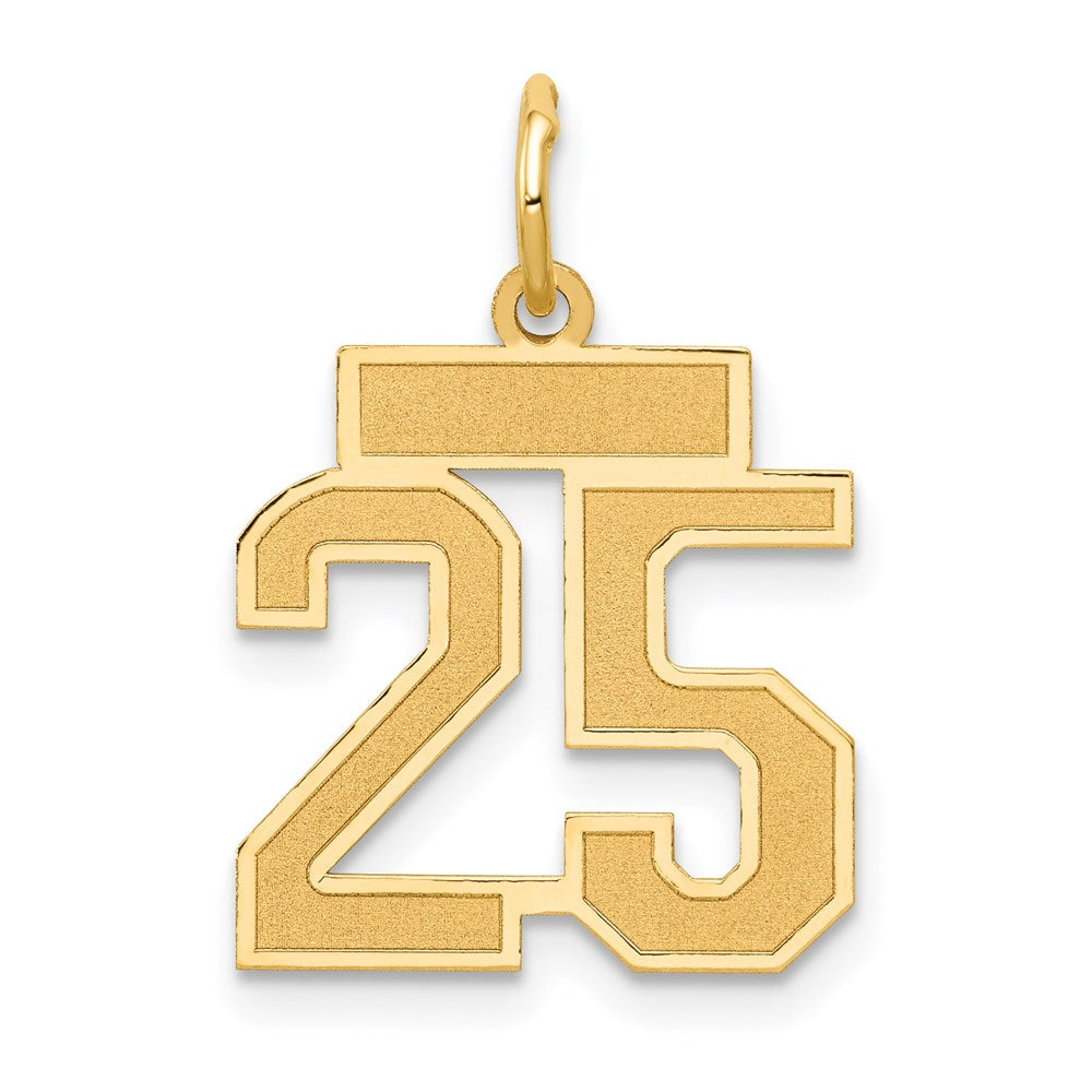 Million Charms 14K Yellow Gold Themed Small Satin Number 25 Charm