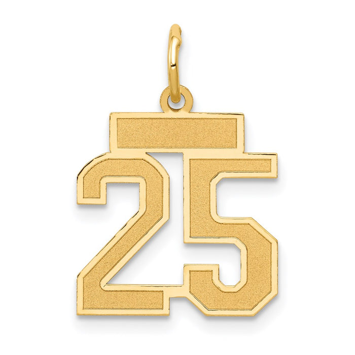 Million Charms 14K Yellow Gold Themed Small Satin Number 25 Charm