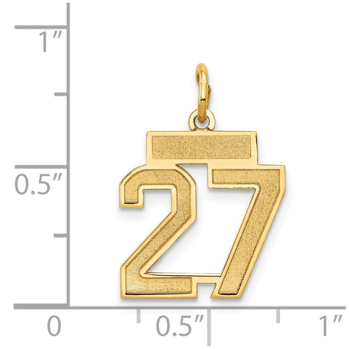 Million Charms 14K Yellow Gold Themed Small Satin Number 27 Charm