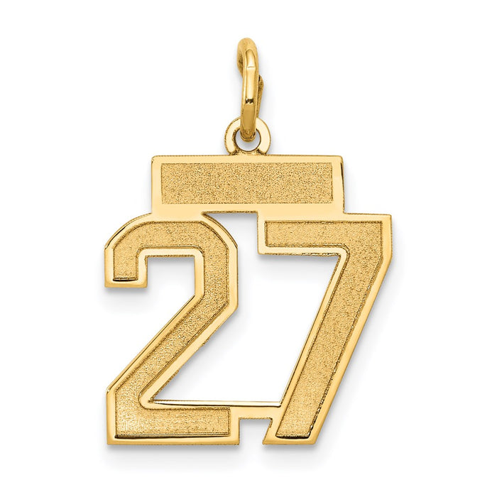 Million Charms 14K Yellow Gold Themed Small Satin Number 27 Charm