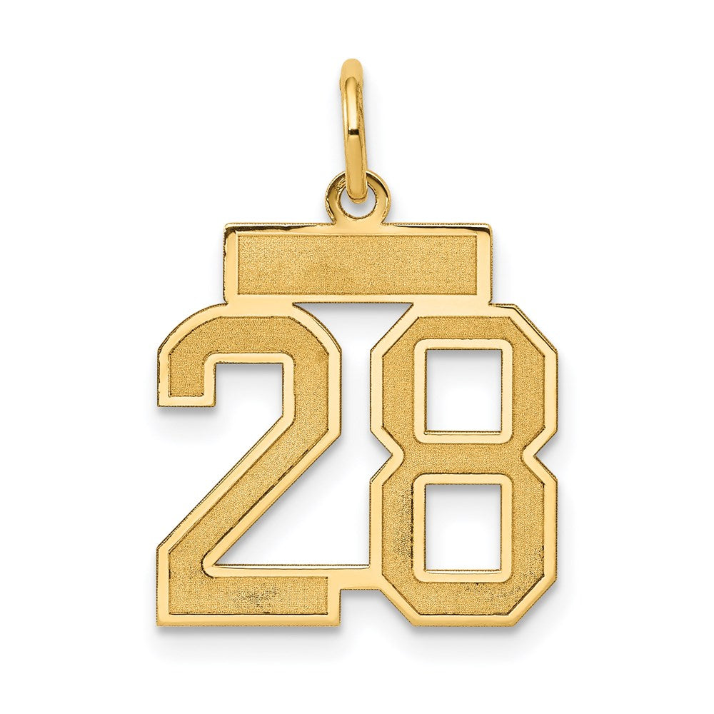 Million Charms 14K Yellow Gold Themed Small Satin Number 28 Charm