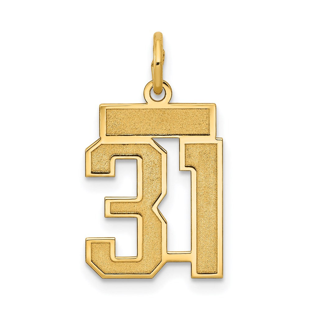Million Charms 14K Yellow Gold Themed Small Satin Number 31 Charm