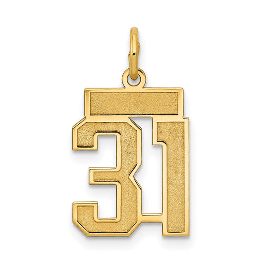Million Charms 14K Yellow Gold Themed Small Satin Number 31 Charm