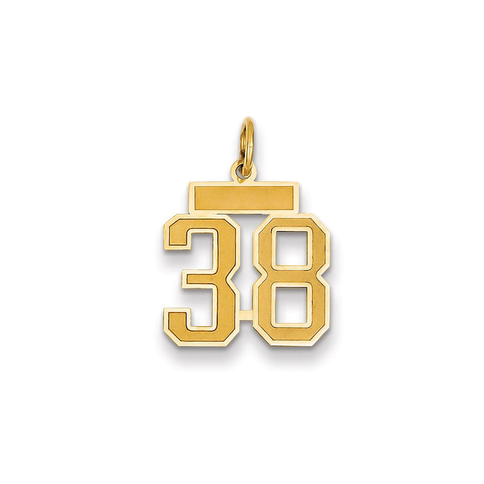 Million Charms 14K Yellow Gold Themed Small Satin Number 38 Charm