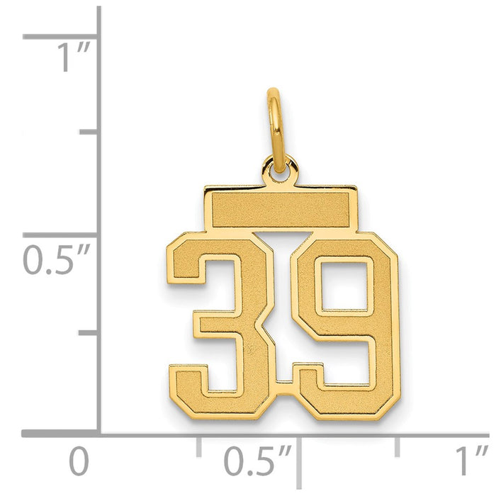 Million Charms 14K Yellow Gold Themed Small Satin Number 39 Charm