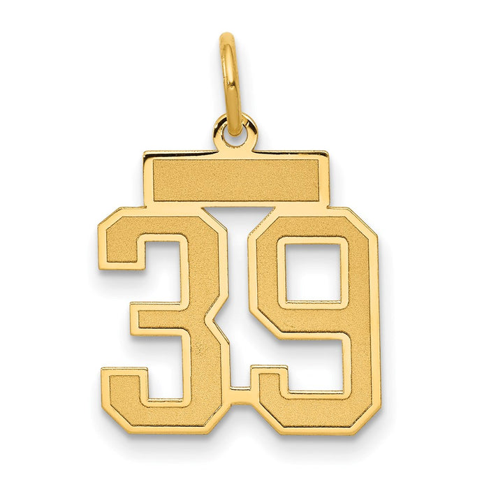 Million Charms 14K Yellow Gold Themed Small Satin Number 39 Charm
