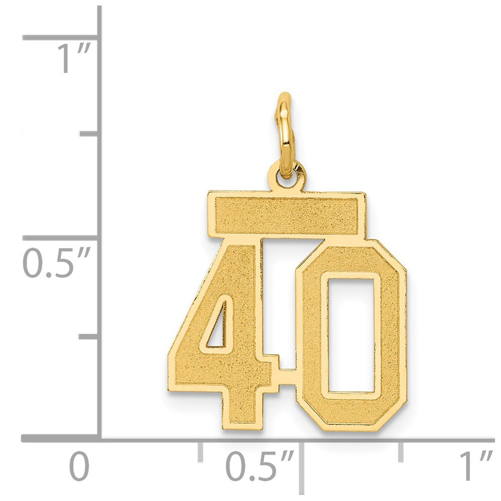 Million Charms 14K Yellow Gold Themed Small Satin Number 40 Charm