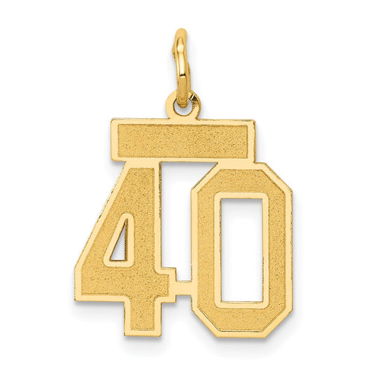Million Charms 14K Yellow Gold Themed Small Satin Number 40 Charm