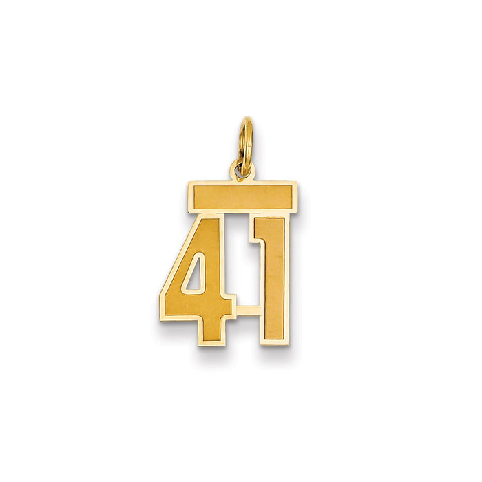 Million Charms 14K Yellow Gold Themed Small Satin Number 41 Charm