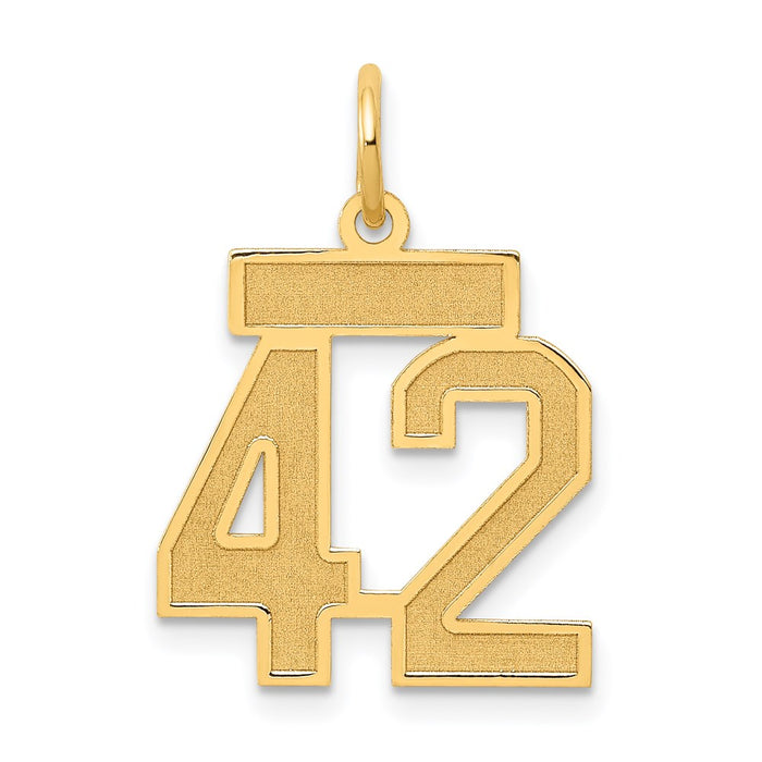 Million Charms 14K Yellow Gold Themed Small Satin Number 42 Charm