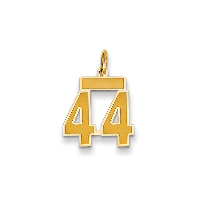 Million Charms 14K Yellow Gold Themed Small Satin Number 44 Charm