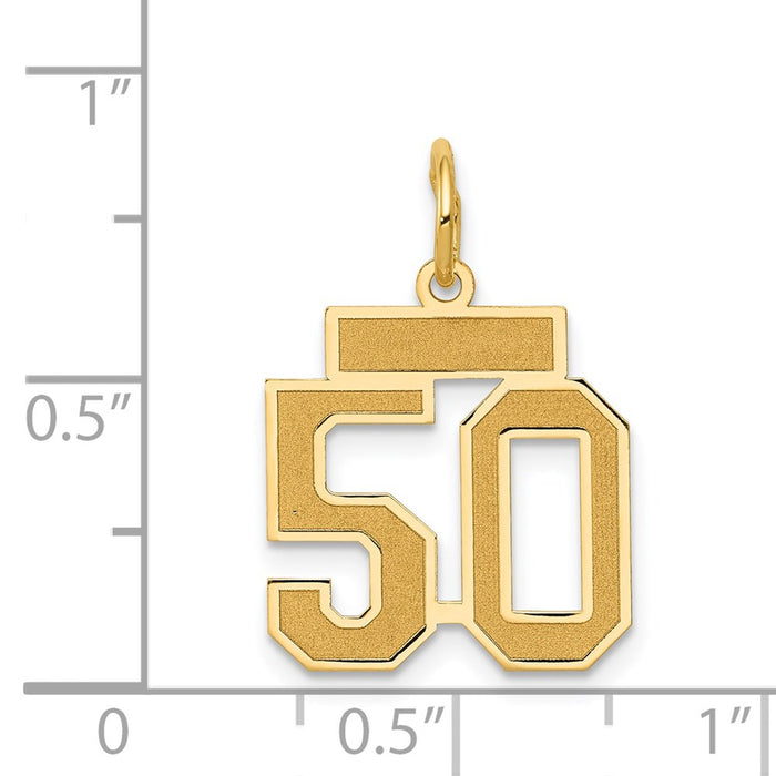 Million Charms 14K Yellow Gold Themed Small Satin Number 50 Charm