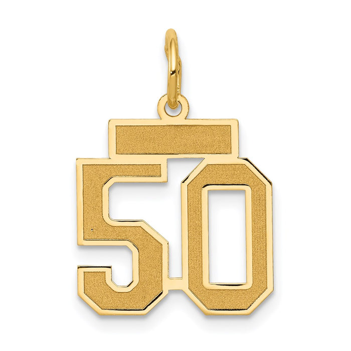 Million Charms 14K Yellow Gold Themed Small Satin Number 50 Charm