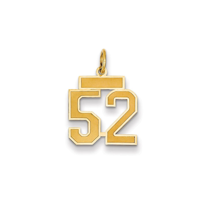 Million Charms 14K Yellow Gold Themed Small Satin Number 52 Charm