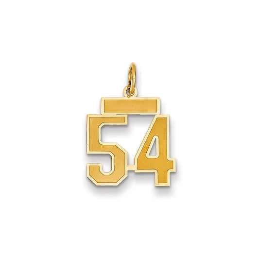 Million Charms 14K Yellow Gold Themed Small Satin Number 54 Charm