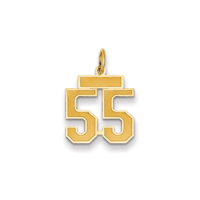 Million Charms 14K Yellow Gold Themed Small Satin Number 55 Charm