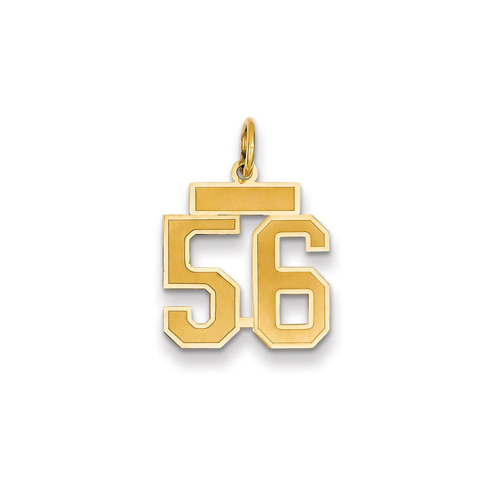 Million Charms 14K Yellow Gold Themed Small Satin Number 56 Charm