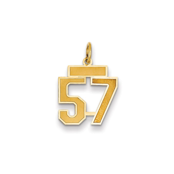 Million Charms 14K Yellow Gold Themed Small Satin Number 57 Charm