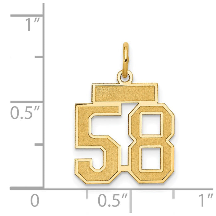 Million Charms 14K Yellow Gold Themed Small Satin Number 58 Charm